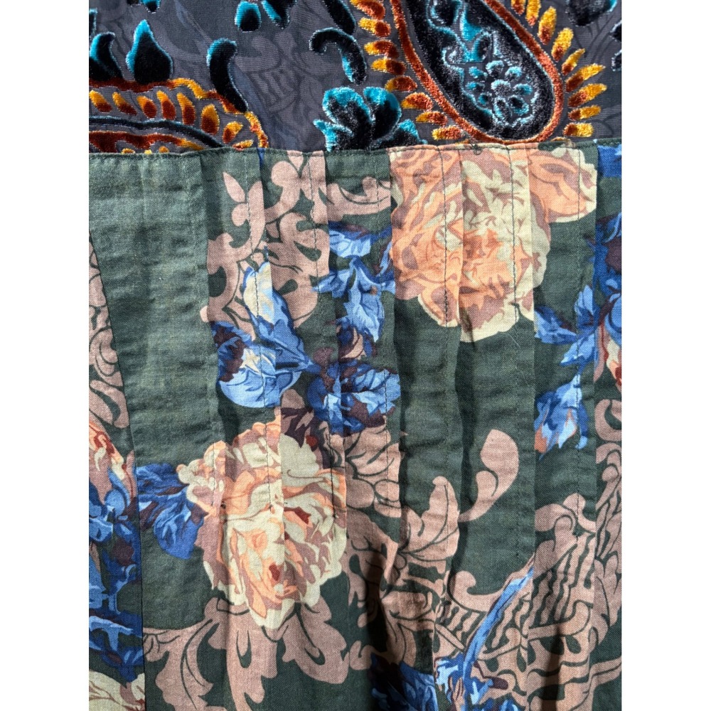 Oddi Boho Mixed Print Tunic Velvet Burnout Sheer Back Floral Blouse Women Medium - Picture 5 of 10